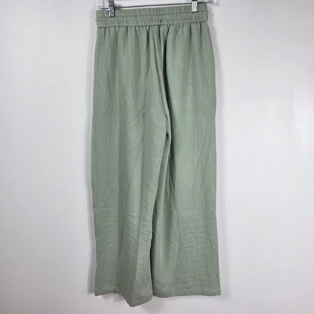 Halara Sage Green Wide Leg Pants Tall Size Medium Elastic Drawstring Viscose Mix - Picture 4 of 7
